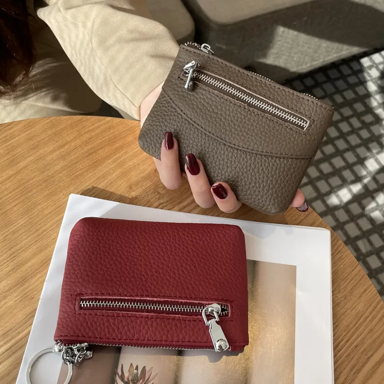 真皮零钱包女士短款小巧薄款拉链零钱袋新款头层牛皮硬币钥匙收纳