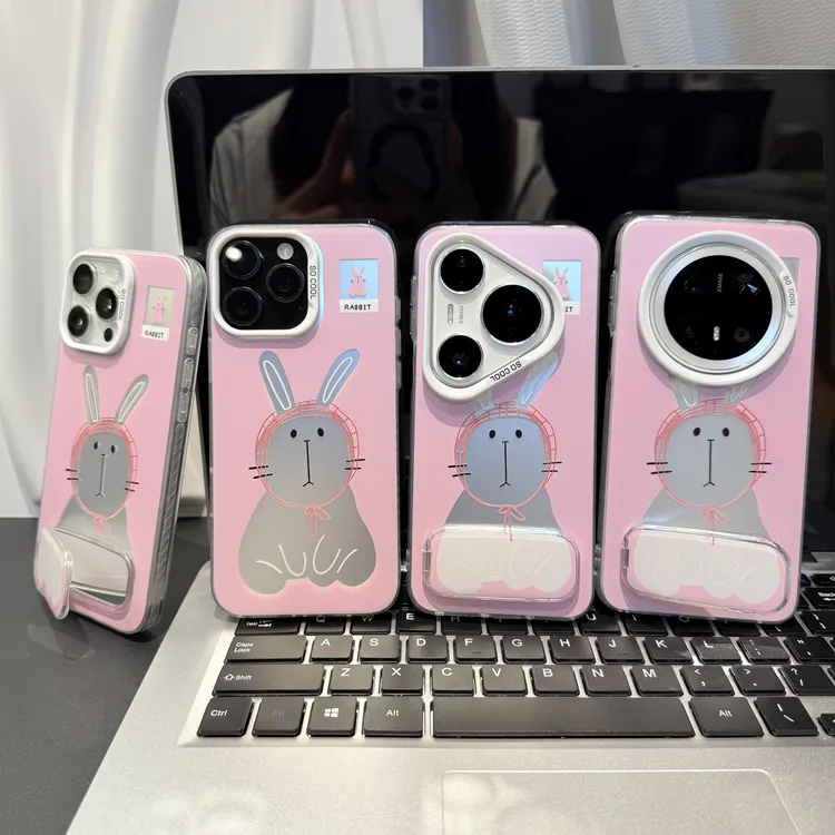 镂空兔子支架适用苹果/华为/荣耀/OPPO/VIVO/小米手机壳防摔