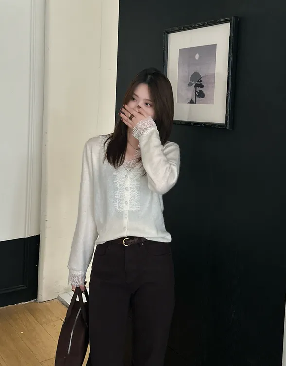 R123511W【绵羊毛+山羊绒+莱赛尔】百搭开衫款V领毛针织衫针织上衣