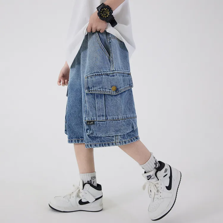 儿童装男童夏装薄款裤子2025新款夏季中大童工装牛仔短裤夏款中裤