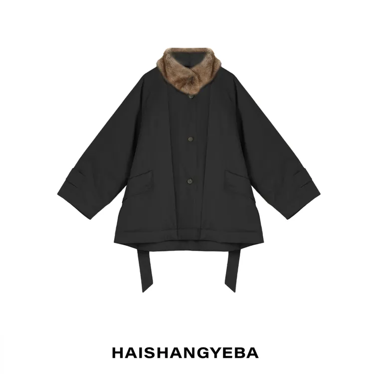 【海上叶爸】新款2025秋冬百搭95鹅绒毛领厚款保暖羽绒服