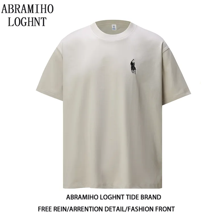 歌卡保罗凉感万针刺绣小马短袖t恤男女220克7A抗菌圆领T恤日系