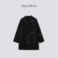 DALI PLUS“伦敦街头”苏力羊驼圈圈毛+澳毛荡领呢大衣-D5CK2124
