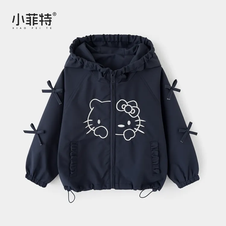 小菲特女童秋装新款连帽外套中大童休闲上衣儿童衣服BGYQ53125