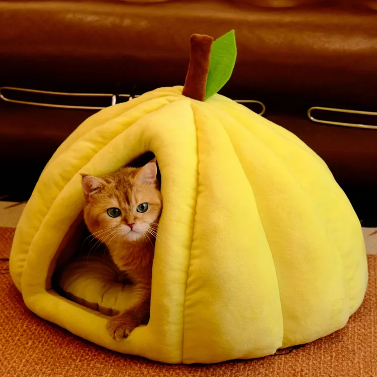 半封闭式南瓜猫窝安全感躲避屋四季通用冬季保暖秋冬猫房子狗窝3