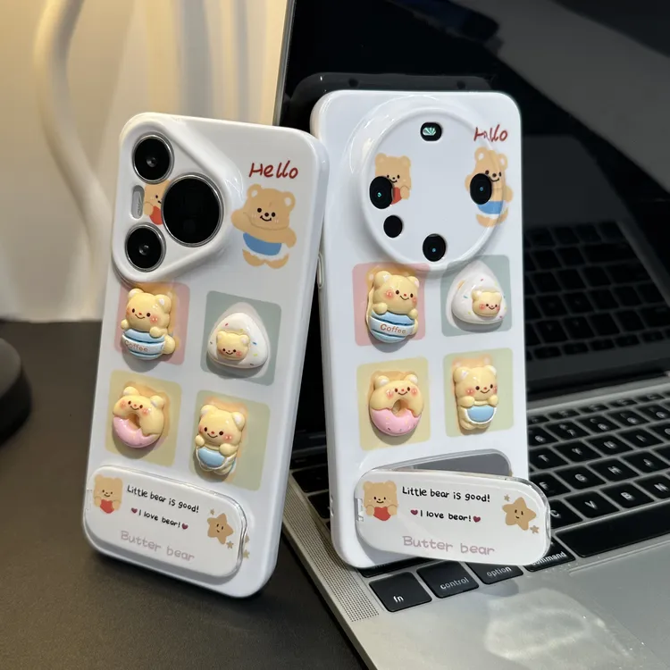 奥菲顿立体黄油熊支架适用苹果16菲林手机壳华为P70vivoppo小米15
