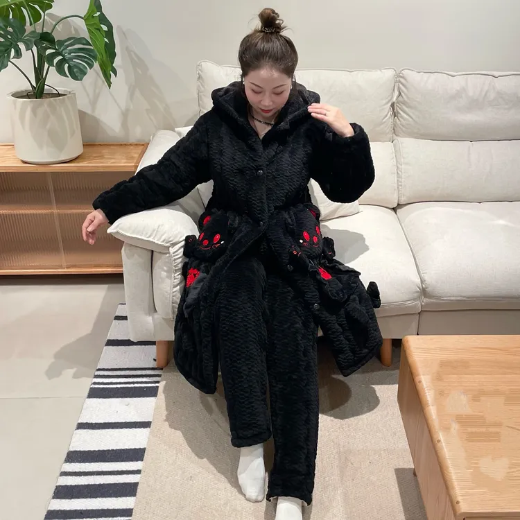 【萌萌哒】2025冬季新款甜美网红套装家居服秋冬款加厚可外穿套装