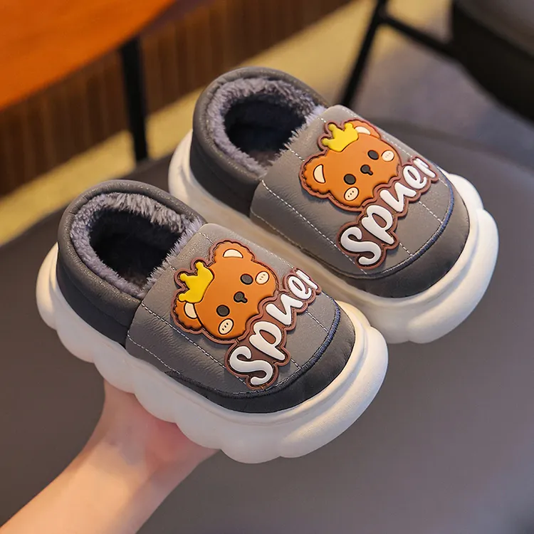 秋冬季加厚儿童棉拖鞋卡通小孩男女童保暖防水防滑加绒中小童居家