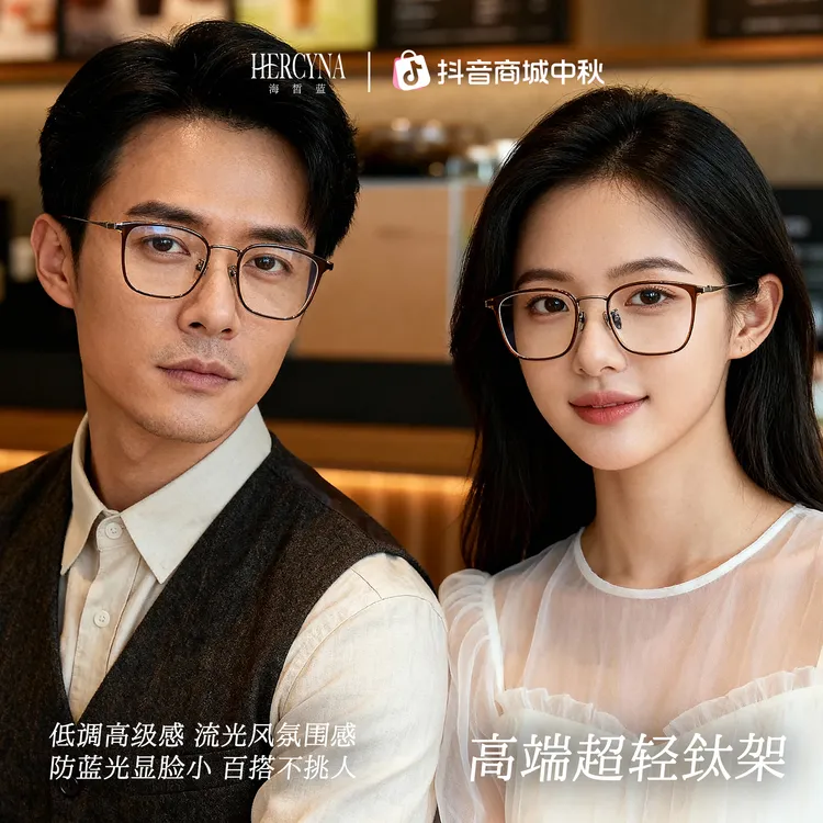 HERCYNA 海皙蓝D钛架 1002 超轻百搭不夹脸 正品 专业配镜 流光风