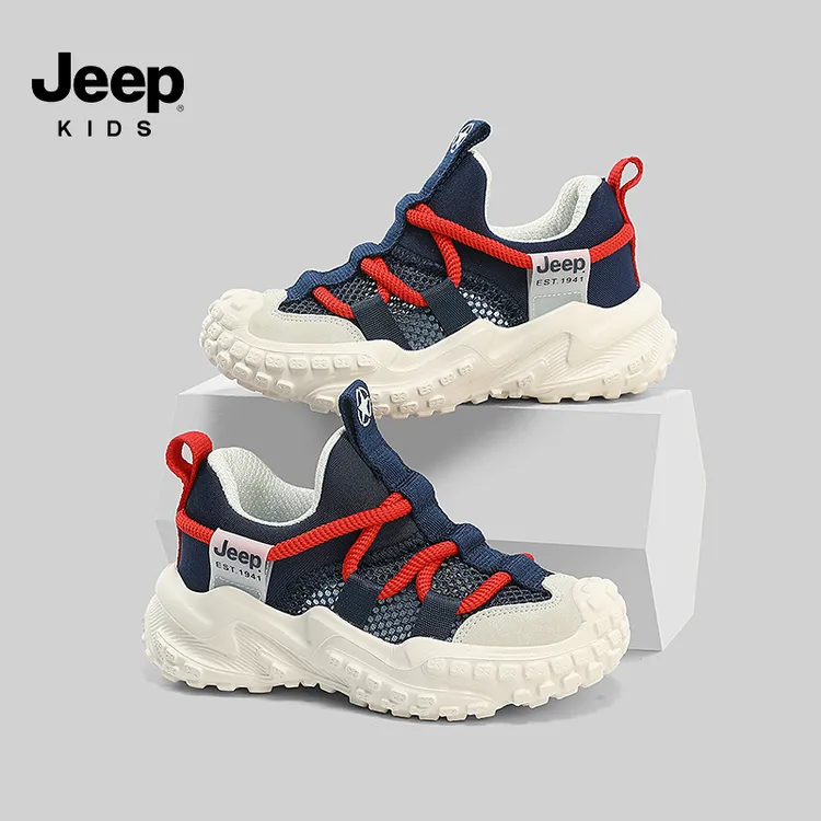 JEEP男童网鞋春秋运动鞋透气网面毛毛虫鞋女童鞋2025新款儿童鞋子