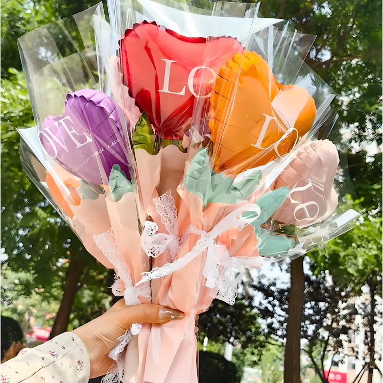 FASHIONYEAR七夕情人节爱心铝膜气球花束求婚表白场景氛围感布置