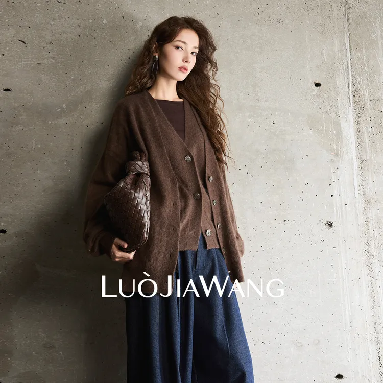 绵羊毛山羊绒秋冬新款宽松针织羊毛开衫LUOJIAWANG【秋山月】