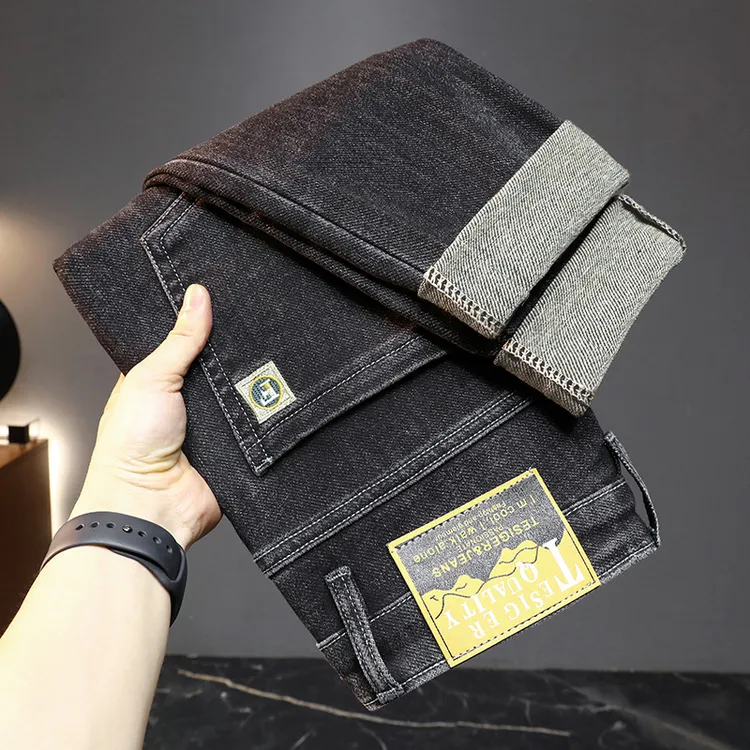 2025秋季新款牛仔裤男士直筒宽松弹力休闲修身印花牛仔长裤子男款