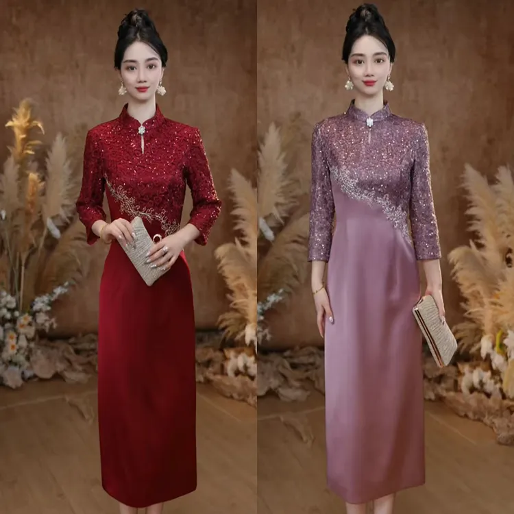 礼服裙平时可穿生日宴会聚会年轻妈妈高端婚礼刺绣高定连衣裙