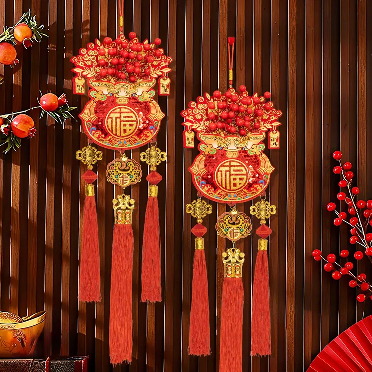 福临过年喜庆挂串福字挂件乔迁中国结辣椒鞭炮灯笼挂饰客厅装饰01