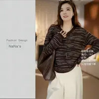 NaNa's 2025新款羊毛彩纱V领百搭洋气时尚减龄针织衫6519
