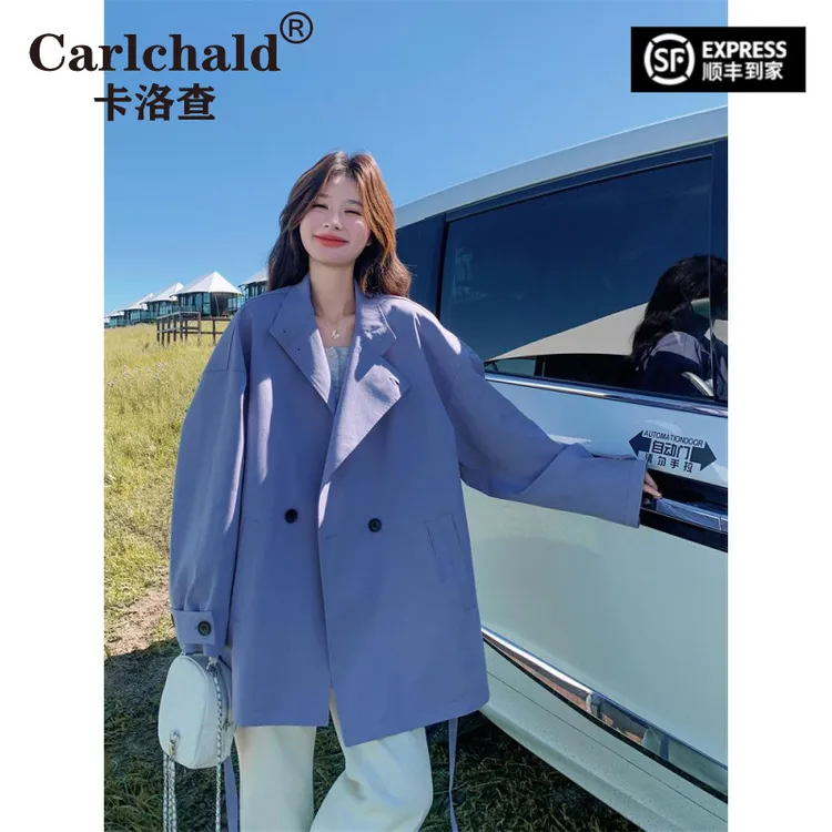 CARLCHALD卡洛查春秋宽松炸街韩版上衣设计感休闲风衣外套