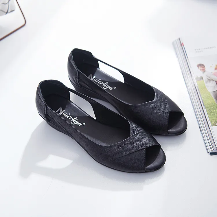 舒适鱼嘴鞋坡跟中跟时尚尖头夏季春秋