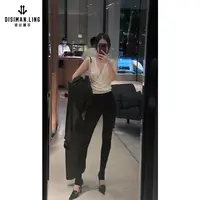 迪丝嫚苓黑色踩脚裤休闲时尚百搭女士修身秋冬原创设计师小众优雅