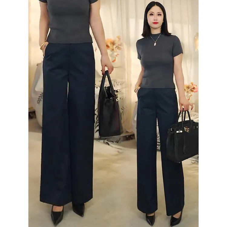 拉夏贝尔新款高腰休闲裤女2025秋季A字版阔腿裤韩版修身垂感裤子