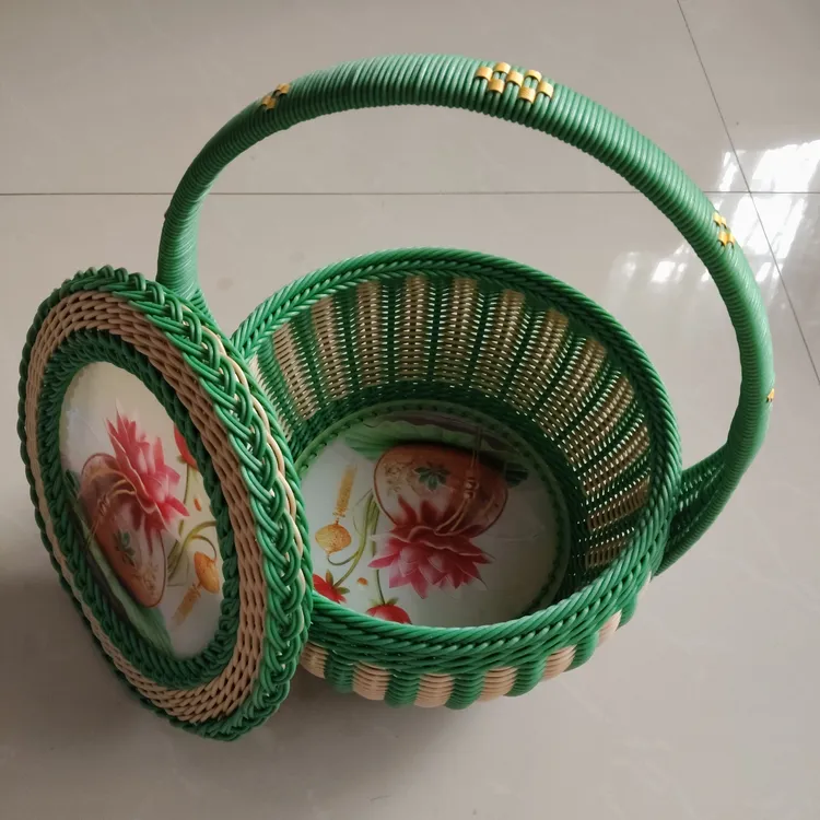 纯手工发泡藤编南瓜小提篮（带盖子）
