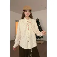 VGVL上衣【蜜桃甜酒】冬季加厚新款设计感斜领衬衫女21153