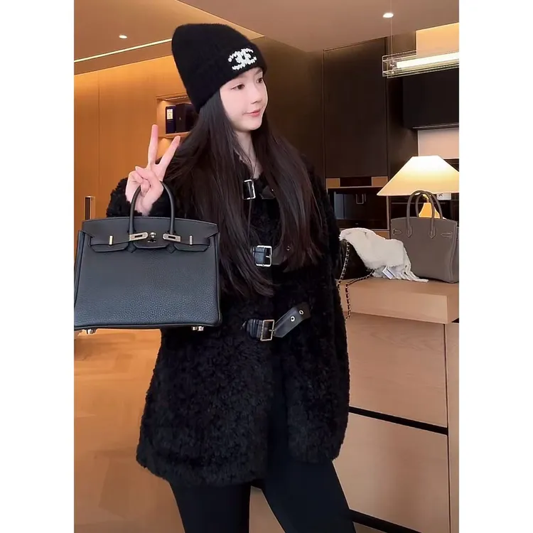 Zwinnie/詹维尼【皮袢羊外套】轻奢秋冬翻领毛毛外套 WXT202502