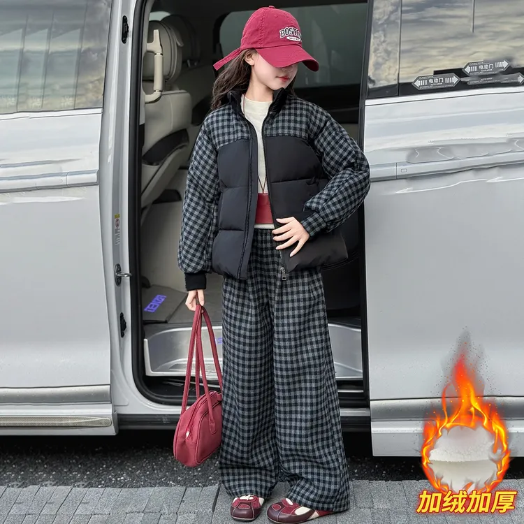 女童冬装棉服套装2025新款洋气儿童装冬季加厚外套保暖棉衣中大童