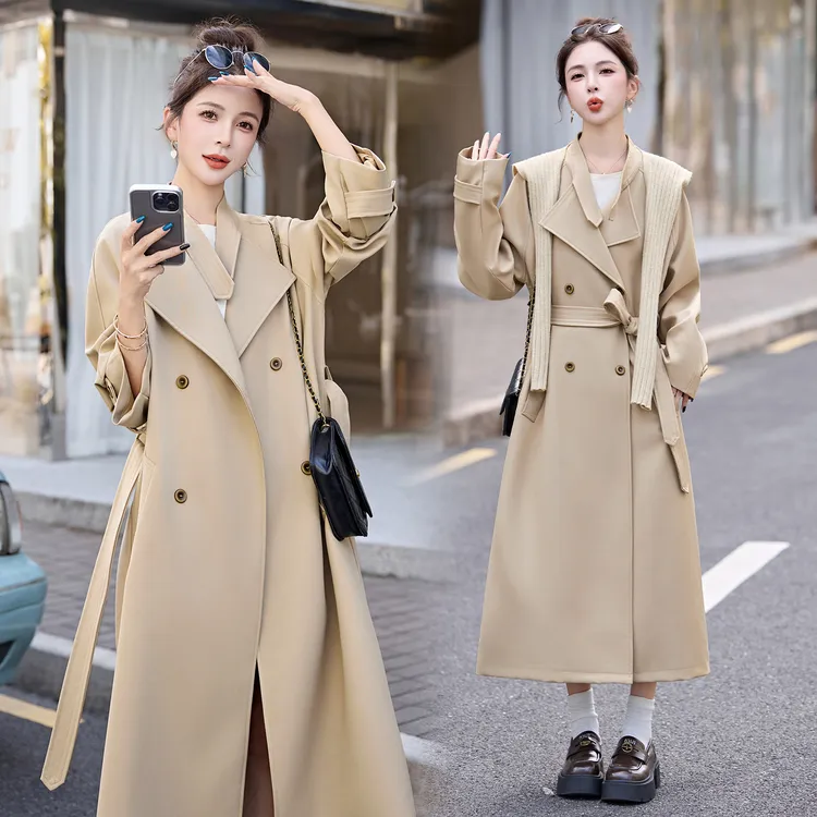 韩系风衣披肩外套女装2025春秋新款高级感休闲减龄高端中长款大衣
