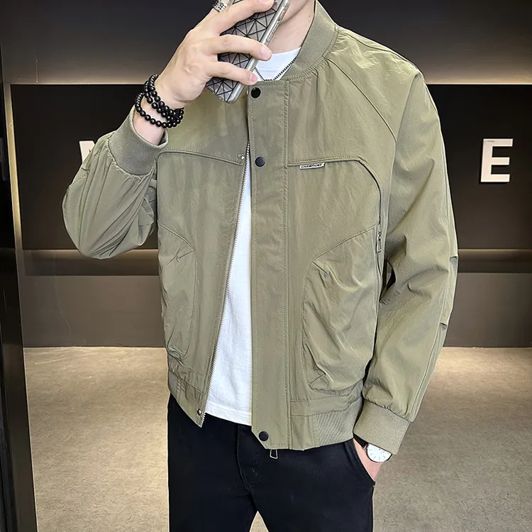 2025春秋新款男士休闲棒球领夹克潮流秋季百搭外套男时尚上衣服