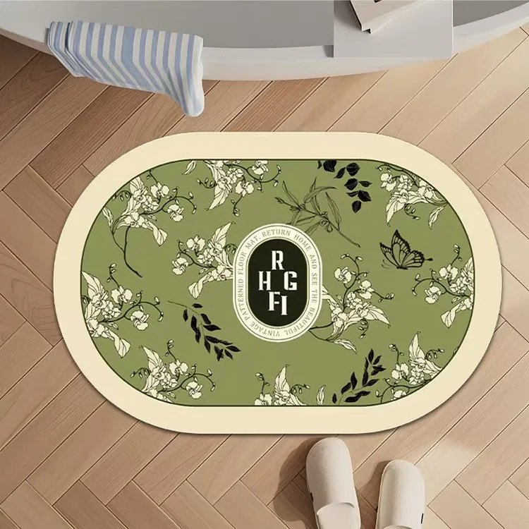 法式轻奢风格水晶绒浴室地垫高级感速干吸水防滑