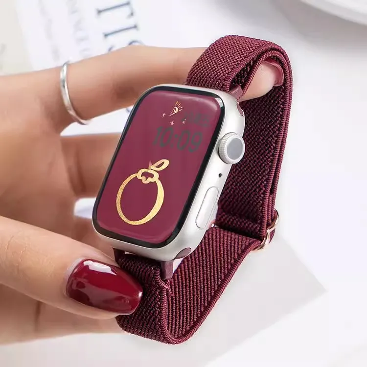 适用苹果手表S10新款小蛮腰iwatchS9高级感S8小众SE滑扣编织表带