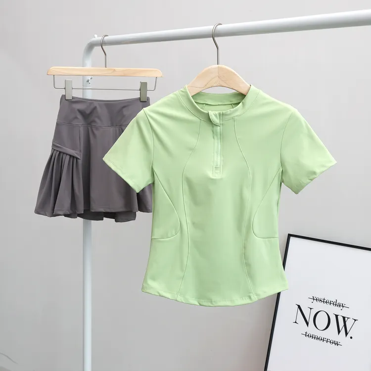 羽毛球服女夏2025新款网球运动套装瑜伽健身上衣短袖跑步速干短裙