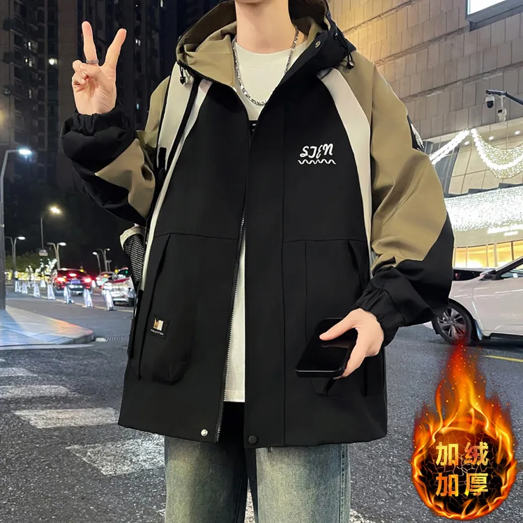 冬季棉衣青少年学生加绒加厚抗寒防风防水冲锋衣宽松保暖派克服潮