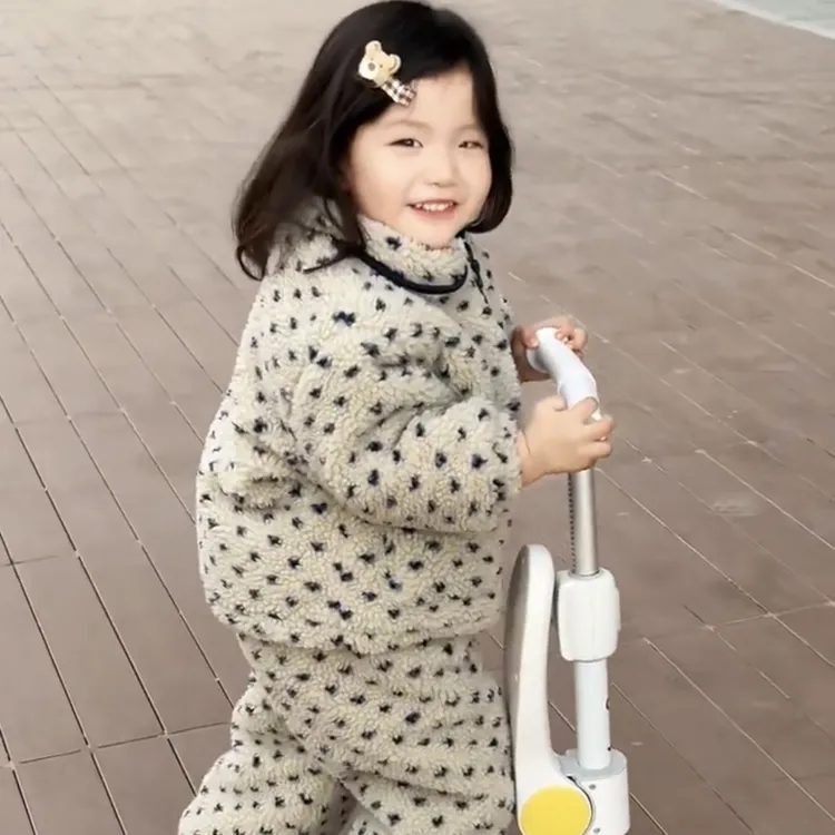 韩版儿童三层加绒加厚保暖家居服男女童2025家居服套装冬装宝宝潮