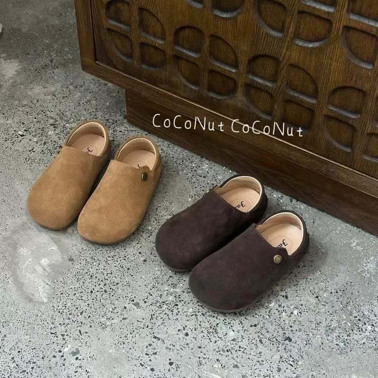 CoCoNut.韩国儿童博肯真皮鞋秋季韩版女童宝宝一脚蹬懒人两穿半拖