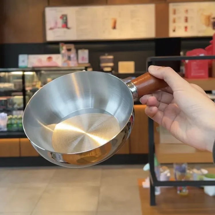 不锈钢桃木手柄小奶锅泡面碗汤锅耐高温