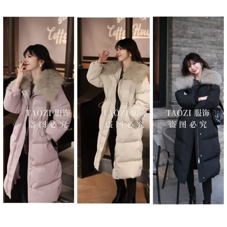 12022 【行走的火炉】90白鸭绒保暖气质加厚长款羽绒服大狐狸毛领