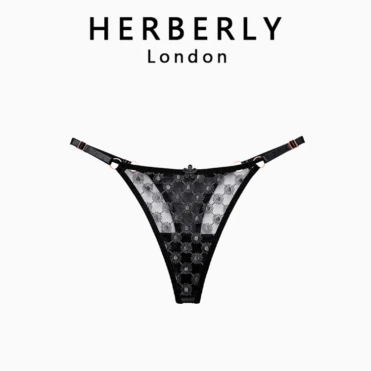 英国 HERBERRY 性感少女内裤可调节提花式薄款网纱纯欲低腰三角裤