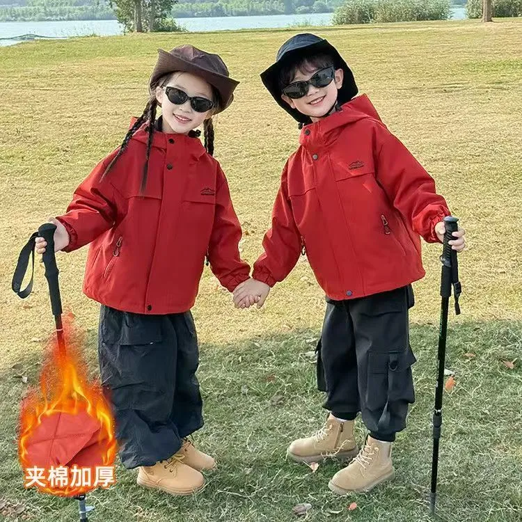 男女童三合一夹棉冲锋衣2025秋冬新款儿童加绒加厚户外运动穿搭潮