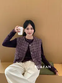 温柔瑶-布凡冬季福利#韩系气质百搭小香风马甲kc#55010