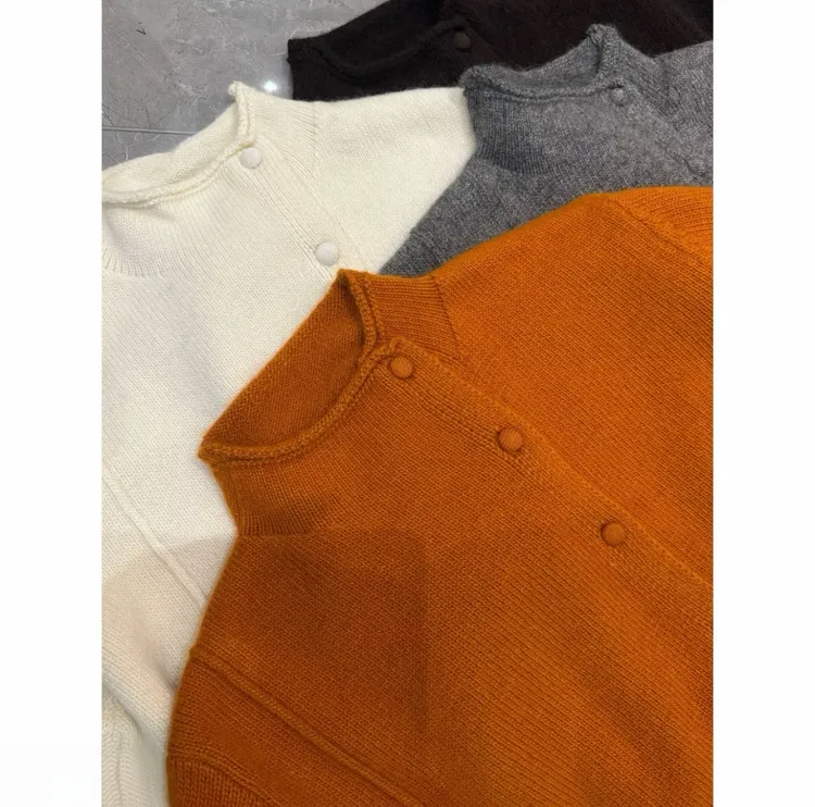 南瓜侧扣」巨软显白不挑人！加厚冬季外套宽松针织毛衣女显白洋气