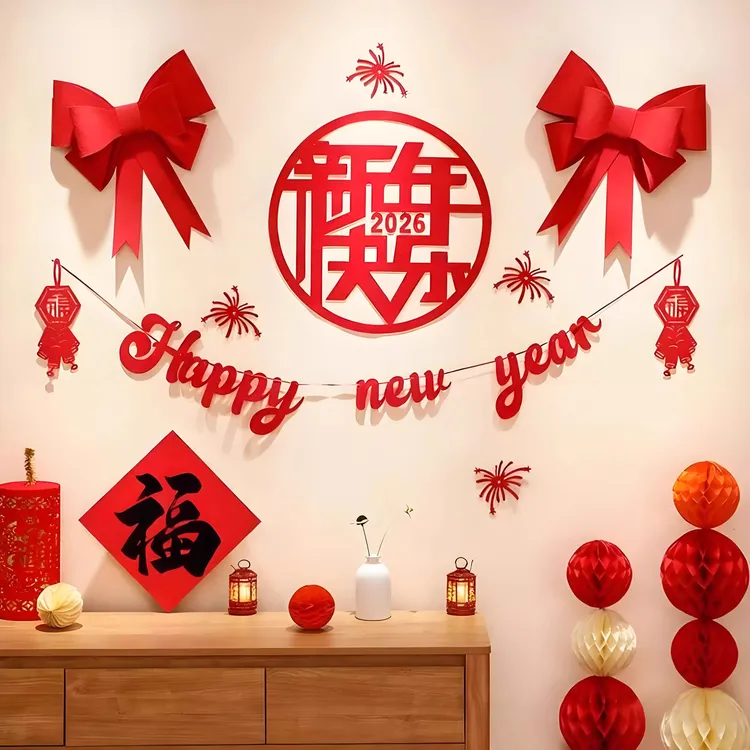 2026马年新年春节场景布置店铺橱窗装饰氛围感元旦喜庆过年背景墙