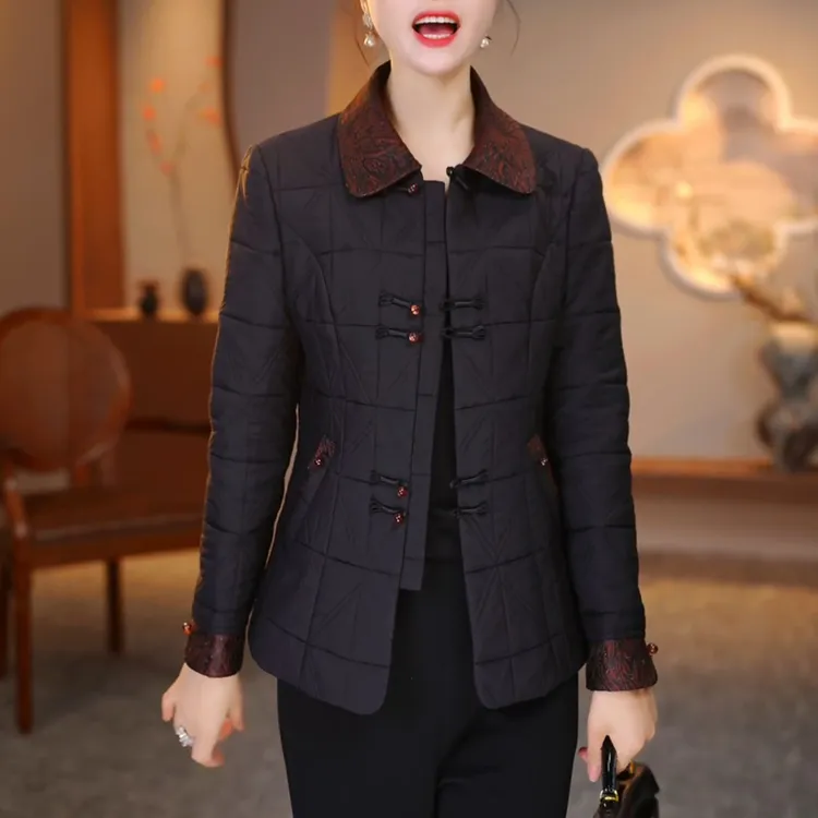国风复古夹棉外套女2025秋冬新款妈妈装端庄显瘦减龄百搭保暖棉衣
