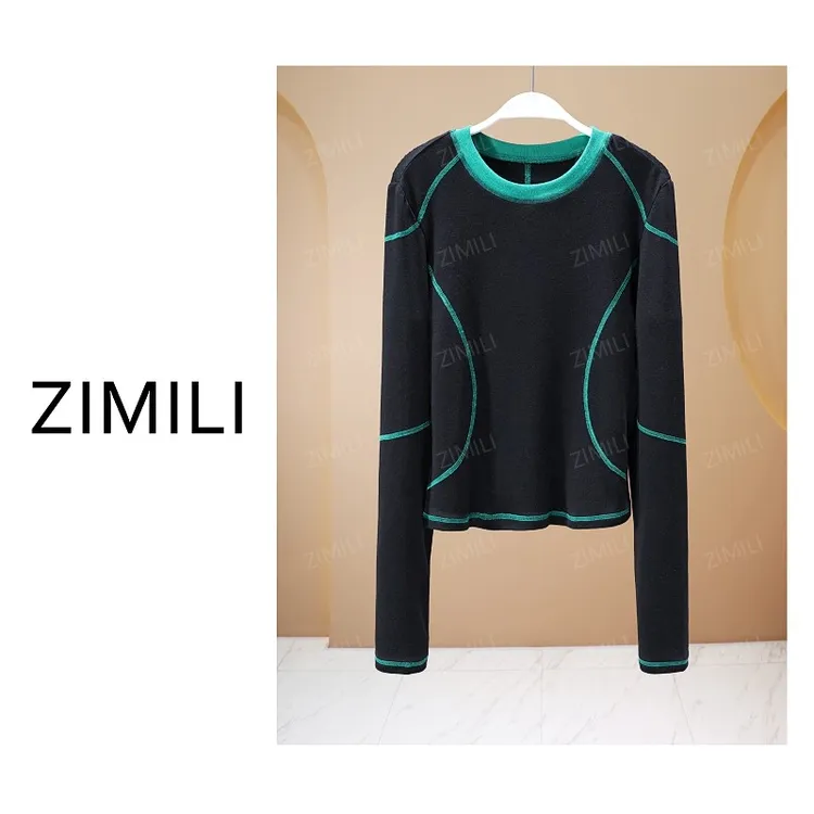 【亮哥女装】2025秋冬新品《织锦系列》黑色高弹显瘦打底上衣26231-B6