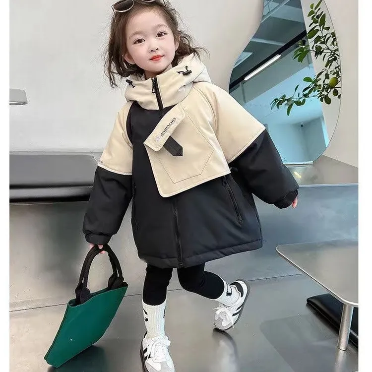 女童棉服中长款女宝冬装洋气2025新款女童外套冬季加厚女孩衣服