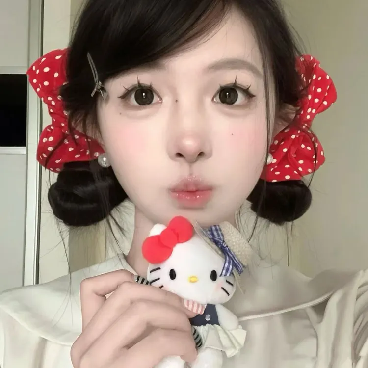 元气甜美红色波点蝴蝶结对夹可爱日系发夹双马尾丸子头发饰萝莉