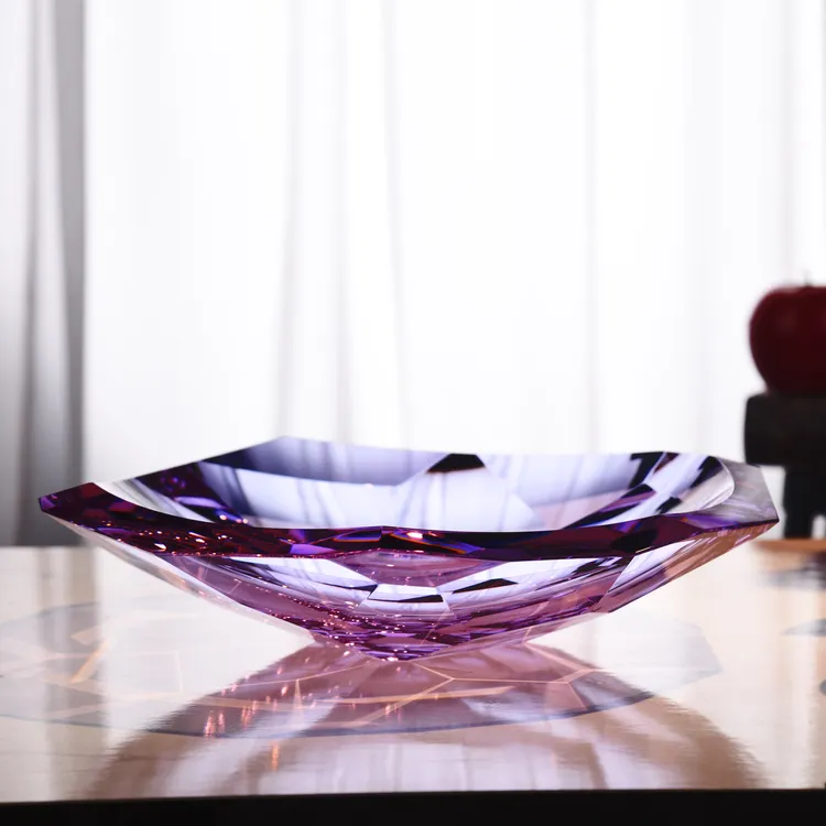 【金像】紫色水晶轻奢高档创意创意果盘