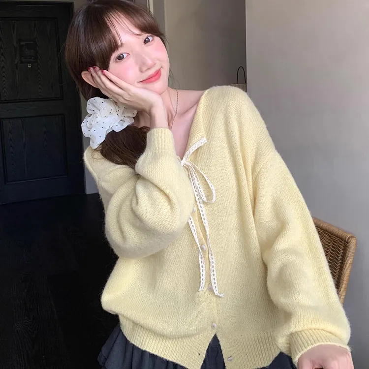 慵懒复古减龄气质针织衫女上衣秋冬季韩系学院风甜美内搭打底毛衣