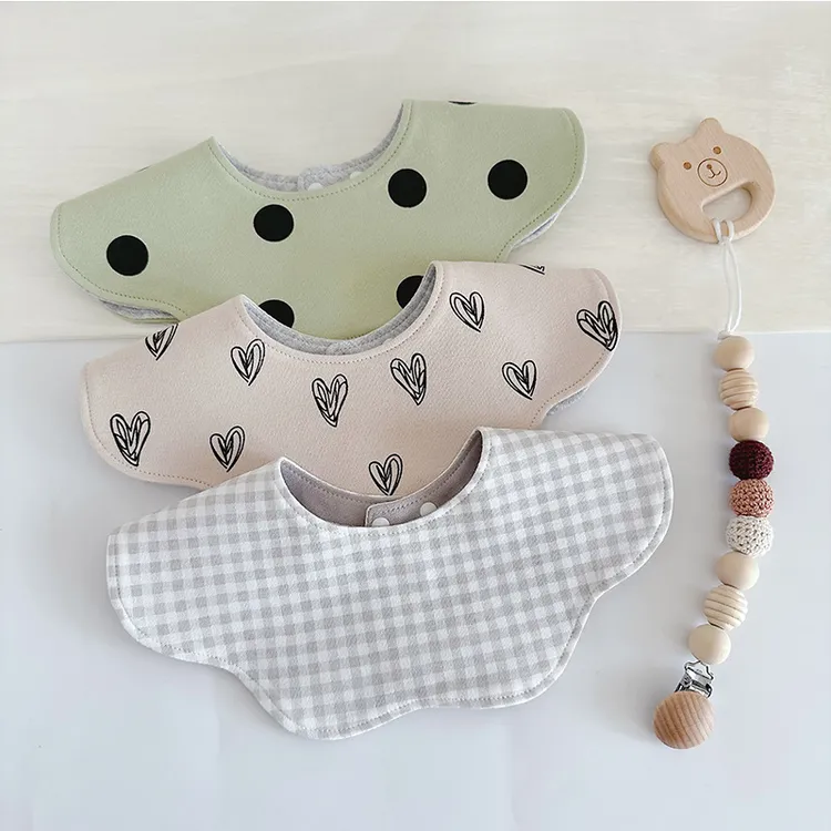 韩国同款360花瓣围嘴口水巾婴儿A类纯棉防水围兜新生儿宝宝口水兜